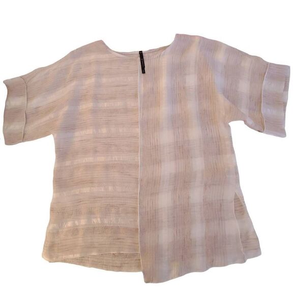 IC by Connie K Womens Blouse Short Sleeve Scoop Neck Cream Medium - Picture 1 of 10